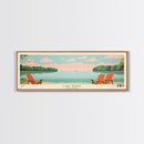 Lake Gerar Delaware Framed Canvas Print, Panoramic Wall Art, Midcentury Modern, Pop Art, Bedroom Decor, Travel Poster, Living Room Art
