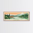 Lake Grandin Northwest Territories Framed Canvas Print, Panoramic Art, Midcentury Modern, Pop Art, Living Room Wall Art, Travel Poster, Lake House Decor