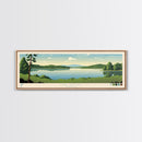 Lake Jacomo Missouri Framed Canvas Print, Panoramic Wall Art, Midcentury Modern, Pop Art, Lake House Decor, Travel Poster, Bedroom Art