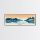 Lake Kittamaqundi Maryland Framed Canvas Print, Panoramic Wall Art, Midcentury Modern, Pop Art, Lake House Decor, Travel Poster, Bedroom Art