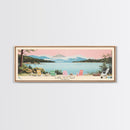 Lake Nottely Georgia Framed Canvas Print, Panoramic Wall Art, Midcentury Modern, Pop Art, Living Room Decor, Travel Poster, Lake House Art