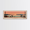 Lake Thunderbird Oklahoma Framed Canvas Print, Panoramic Wall Art, Midcentury Modern, Pop Art, Living Room Decor, Travel Poster, Lake House Art