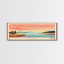 Lake Upsilon, North Dakota Panoramic Wall Art Framed Canvas Print, Midcentury Modern, Pop Art, Home Decor, Travel Poster, Living Room Art