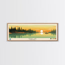 Lakes Cedar, Manitoba Panoramic Wall Art Framed Canvas Print, Midcentury Modern, Pop Art, Home Decor, Travel Poster, Living Room Art