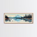 Leberge Lake, Yukon Panoramic Wall Art Framed Canvas Print, Midcentury Modern, Pop Art, Home Decor, Travel Poster, Bedroom Art