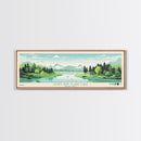 Lewis and Clark Lake, Nebraska Panoramic Wall Art Framed Canvas Print, Midcentury Modern, Pop Art, Home Decor, Travel Poster, Bedroom Art