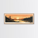 MacKay Lake, Northwest Territories Panoramic Wall Art Framed Canvas Print, Midcentury Modern, Pop Art, Home Decor, Travel Poster, Bedroom Art