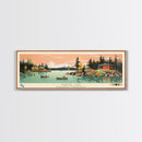 Martre Lake, Northwest Territories Panoramic Wall Art Framed Canvas Print, Midcentury Modern, Pop Art, Home Decor, Travel Poster, Living Room Art