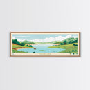 Medina Lake, Texas Panoramic Wall Art Framed Canvas Print, Midcentury Modern, Pop Art, Home Decor, Travel Poster, Bedroom Art