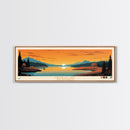 Melville Lake, New Brunswick Panoramic Wall Art Framed Canvas Print, Midcentury Modern, Pop Art, Home Decor, Travel Poster, Bedroom Art