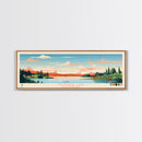 Montreal Lake, Saskatchewan Framed Canvas Print, Panoramic Wall Art, Midcentury Modern, Pop Art, Home Decor, Travel Poster, Living Room Art
