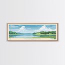 Mosquito Reservoir, Ohio Framed Canvas Print, Panoramic Wall Art, Midcentury Modern, Pop Art, Home Decor, Travel Poster, Living Room Art