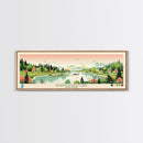 North Trout Lake, Wisconsin Framed Canvas Print, Panoramic Wall Art, Midcentury Modern, Pop Art, Home Decor, Travel Poster, Living Room Art