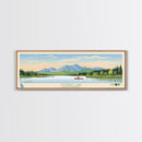 Ossipee Lake, New Hampshire Framed Canvas Print, Panoramic Wall Art, Midcentury Modern, Pop Art, Home Decor, Travel Poster, Bedroom Art