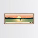 Peter Pond Lake, Saskatchewan Framed Canvas Print, Panoramic Wall Art, Midcentury Modern, Pop Art, Home Decor, Travel Poster, Living Room Art