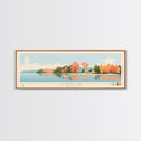 Philpott Lake, Virginia Framed Canvas Print, Panoramic Wall Art, Midcentury Modern, Pop Art, Home Decor, Travel Poster, Living Room Art