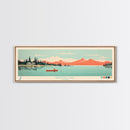 Redfish Lake, Idaho Framed Canvas Print, Panoramic Wall Art, Midcentury Modern Decor, Living Room Art, Pop Art, Travel Poster