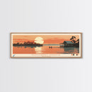 Ross R. Barnett Reservoir, Mississippi Framed Canvas Print, Panoramic Travel Poster, Midcentury Modern Art, Home Decoration, Pop Art, Wall Art