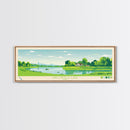 Saylorville Lake, Iowa Framed Canvas Print, Panoramic Travel Poster, Midcentury Modern Art, Home Decor, Pop Art, Bedroom Decoration