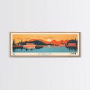 Sechrist Lake, Indiana Framed Canvas Print, Panoramic Travel Poster, Midcentury Modern Art, Living Room Decor, Pop Art, Wall Decoration