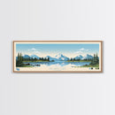 Selawik Lake, Alaska Framed Canvas Print, Panoramic Wall Art, Midcentury Modern Decor, Pop Art, Travel Poster, Home Decoration