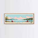 Sleepy Creek Lake, West Virginia Framed Canvas Print, Lake House Decor, Midcentury Modern Art, Pop Art, Travel Poster, Bedroom Wall Art