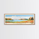 Smallwood Michikamau Lake, New Brunswick Framed Canvas Print, Lake House Art, Midcentury Modern Decor, Pop Art, Travel Poster, Living Room Wall Art