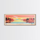 Tippecanoe Lake, Indiana Framed Canvas Print, Lake House Decor, Midcentury Modern Art, Pop Art, Travel Poster, Living Room Wall Art