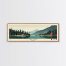Twin Lakes, Alaska Framed Canvas Print, Lake House Art, Midcentury Modern Decor, Pop Art, Travel Poster, Bedroom Wall Art
