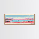 Washoe Lake, Nevada Framed Canvas Print, Panoramic Lake House Decor, Midcentury Modern Art, Pop Art, Travel Poster, Bedroom Wall Art