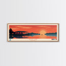 Weiss Lake, Alabama Framed Canvas Print, Panoramic Lake House Art, Midcentury Modern Decor, Pop Art, Travel Poster, Bedroom Wall Art