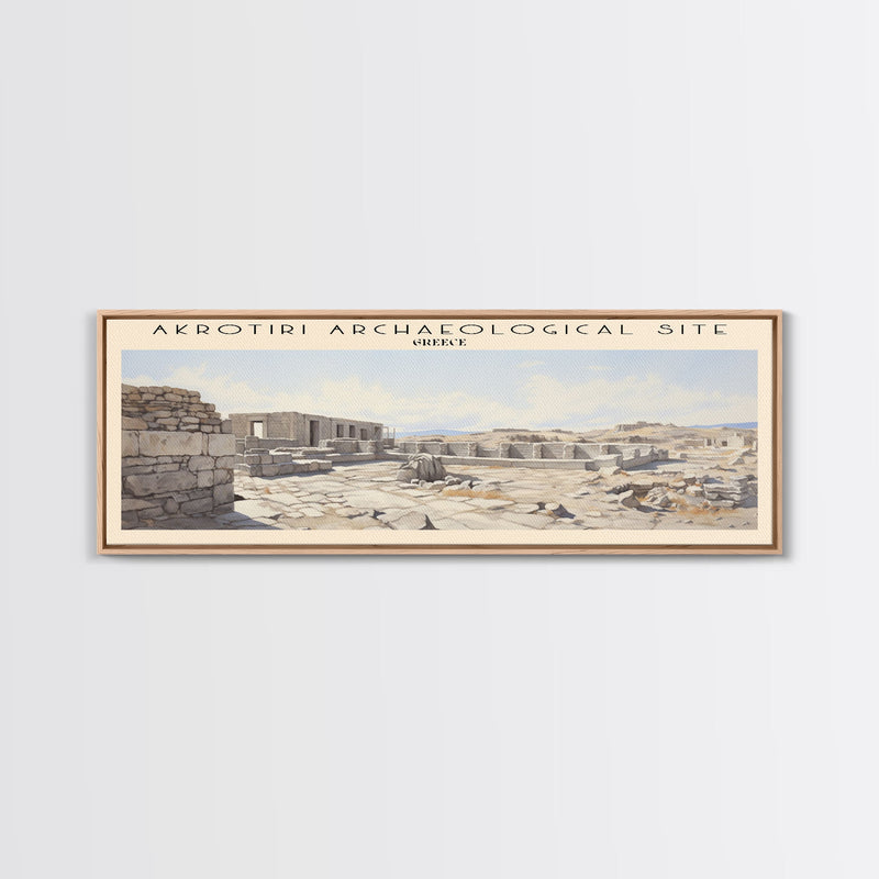 Akrotiri Archaeological Site Framed Canvas Print Travel Poster | Wall Art | Home Decor | Gift For Travel Lover | Wall Hanging | Original Art