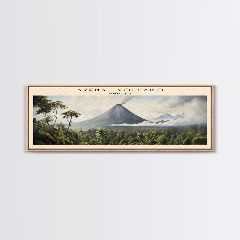 Arenal Volcano Travel Poster Print, Framed Canvas Print, Costa Rica Travel Art, Wood Framed Art, Wall Hanging, Home Decor