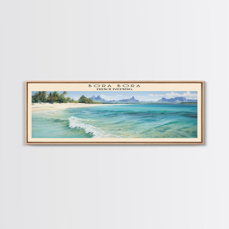 Bora Bora Travel Art Framed Canvas Print, COUNTRY Wall Decor, Home Decor, Travel Poster, Vintage Wall Art, Watercolor Painting
