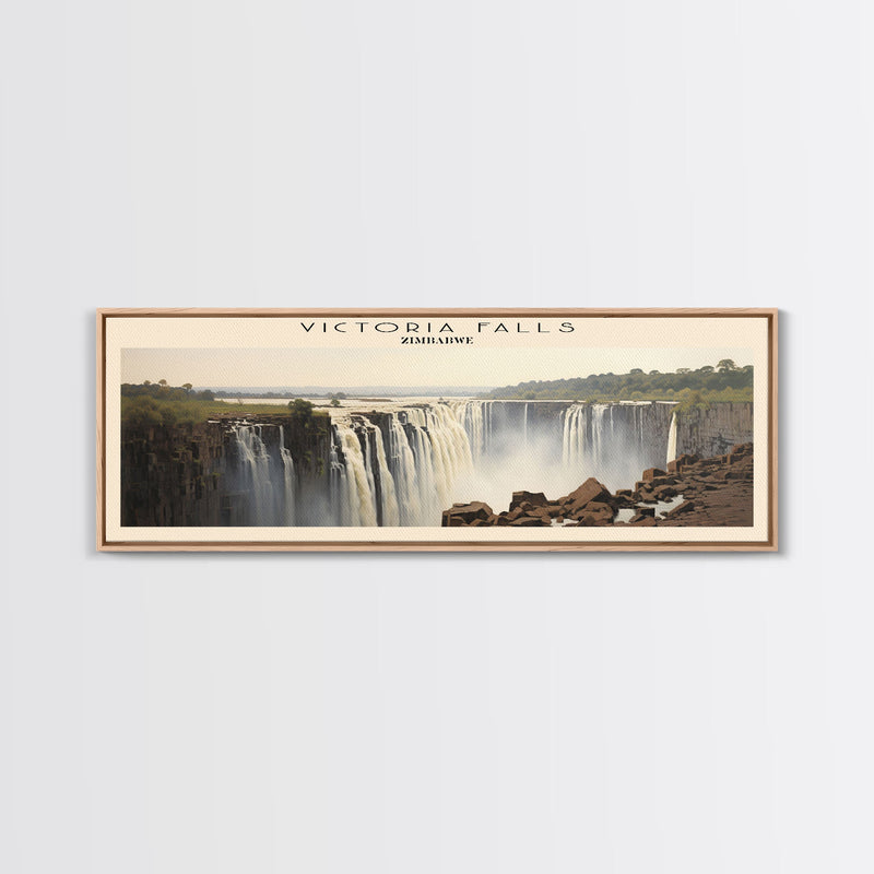 Victoria Falls Travel Poster Print, Framed Canvas Print, COUNTRY Travel Art, Wood Framed Art, Wall Hanging, Home Decor