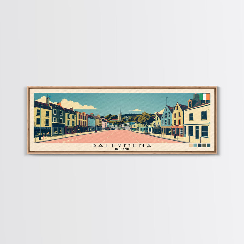 Ballymena, Ireland Panoramic Canvas Print, Ballymena, Ireland Painting, Ireland Art, Ballymena Travel Poster, Travel Art, Guest Room Painting