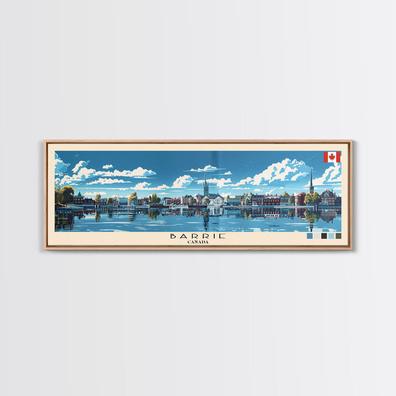 Barrie, Canada Panoramic Canvas Print, Barrie, Canada Painting, Canada Art, Barrie Travel Poster, Travel Art, Guest Room Painting