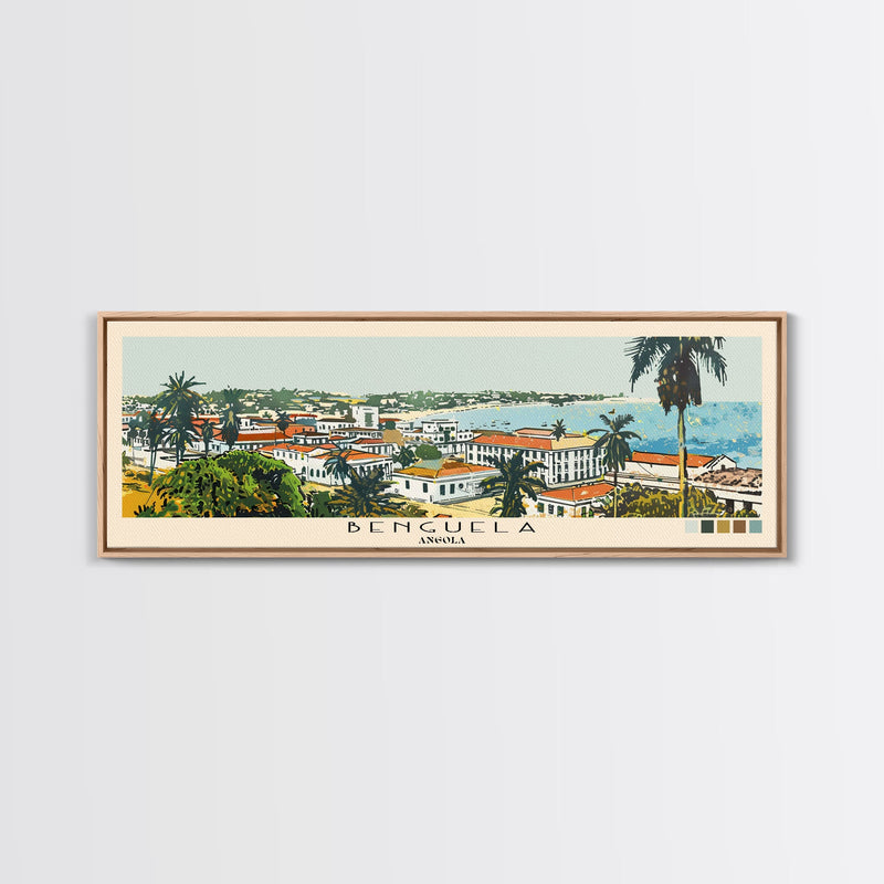 Benguela, Angola Panoramic Canvas Print, Benguela, Angola Painting, Angola Art, Benguela Travel Poster, Travel Art, Vacation Gift