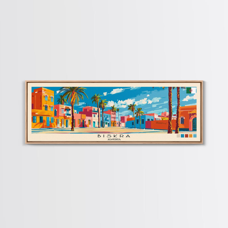 Biskra, Algeria Panoramic Canvas Print, Biskra, Algeria Painting, Algeria Art, Biskra Travel Poster, Travel Art, Living Room Painting