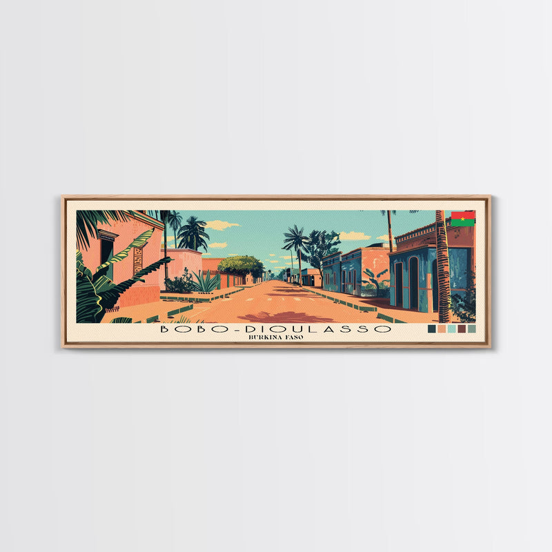 Bobo-Dioulasso, Burkina Faso Panoramic Canvas Print, Bobo-Dioulasso, Burkina Faso Painting, Burkina Faso Art, Bobo-Dioulasso Travel Poster, Travel Art, Guest Room Painting