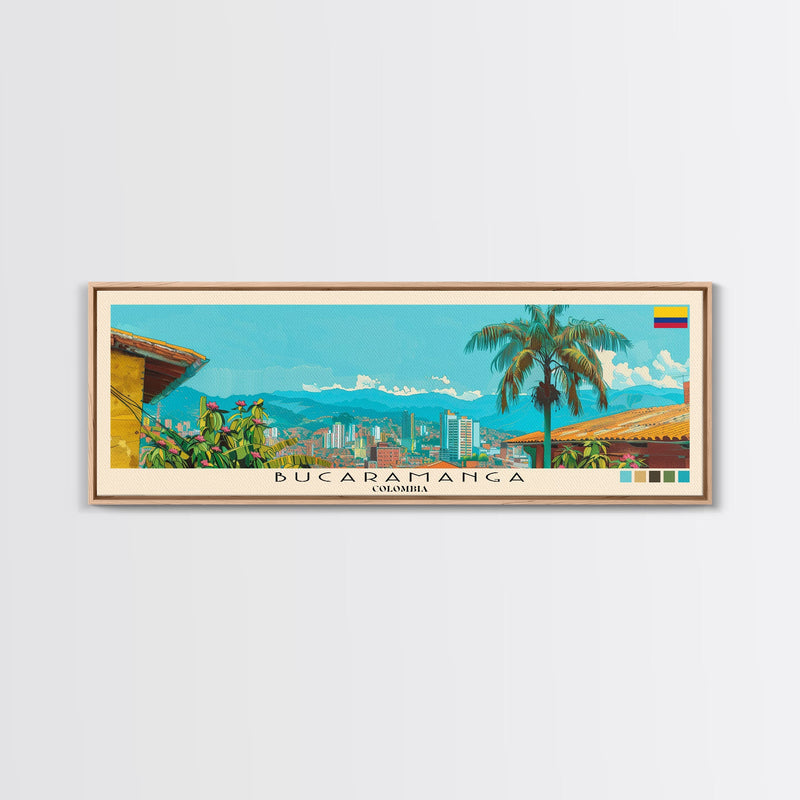 Bucaramanga, Colombia Panoramic Canvas Print, Bucaramanga, Colombia Painting, Colombia Art, Bucaramanga Travel Poster, Travel Art, Guest Room Painting