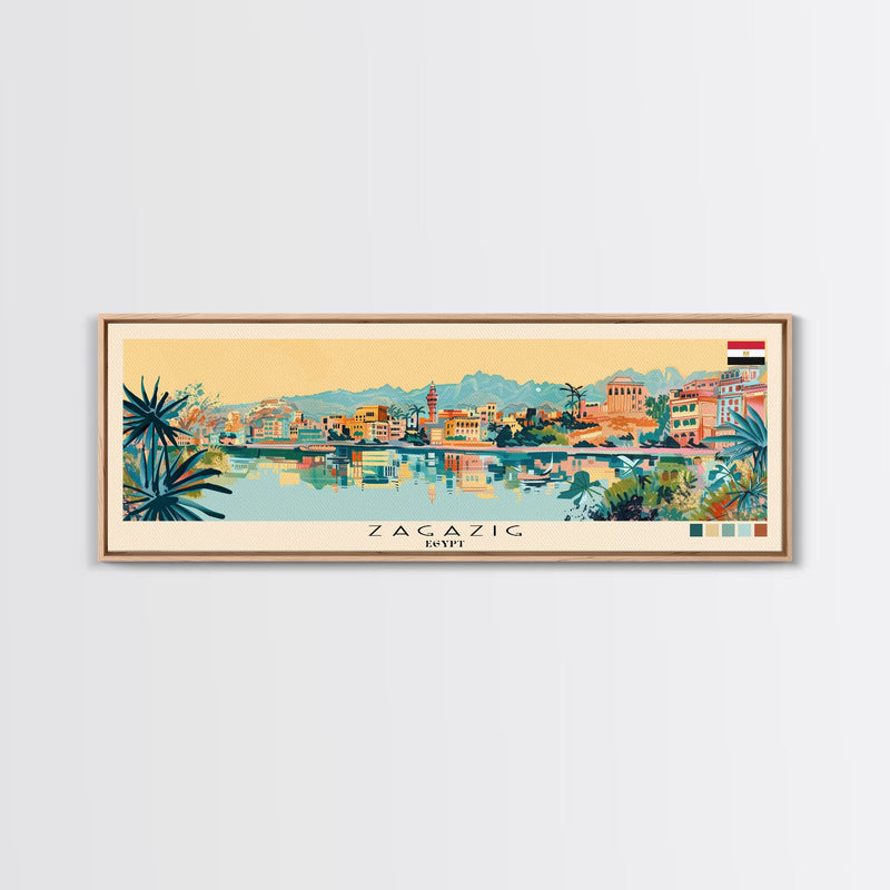 Zagazig, Egypt Panoramic Canvas Print, Zagazig, Egypt Painting, Egypt Art, Zagazig Travel Poster, Travel Art, Living Room Painting