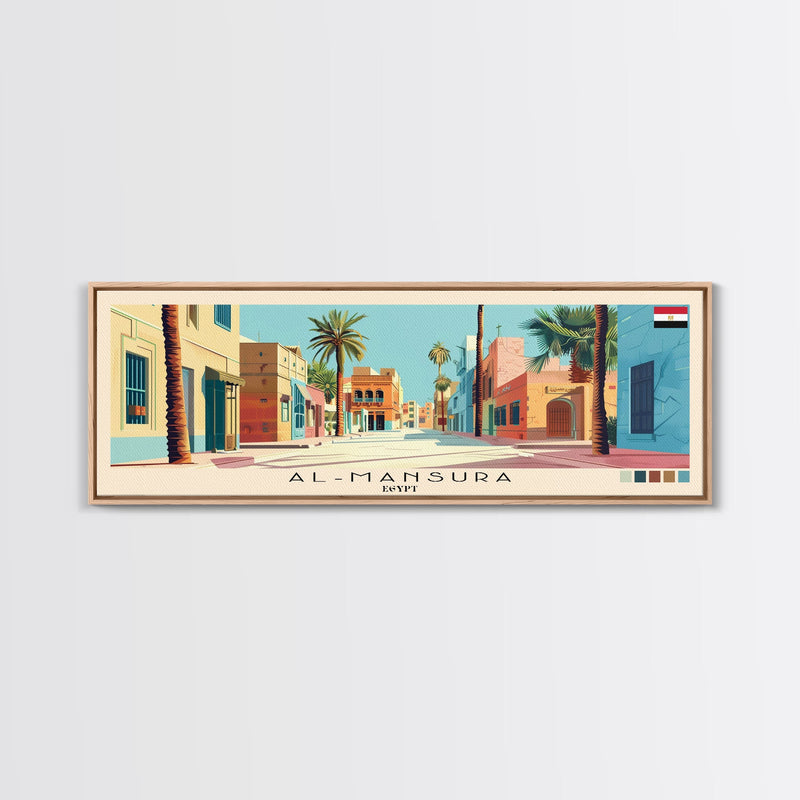 al-Mansura, Egypt Panoramic Canvas Print, al-Mansura, Egypt Painting, Egypt Art, al-Mansura Travel Poster, Travel Art, Vacation Gift