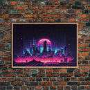 Vaporwave Cityscape Night Full Moon Purple Wall Poster, Fine Art Print, Wall Decor, Wall Art Print
