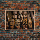 African Traditional Masks Framed Canvas Wall Art | Canvas Print Decor for Home & Office Decoration I Ready To Hang Canvas Print