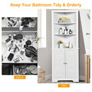 Free Standing Tall Bathroom Corner Storage Cabinet with 3 Shelves by LJGDeals