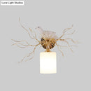 GobekUsa 1-Head White Glass Wall Lamp for Bedroom - Loft Cylinder Lighting with Bird Accent