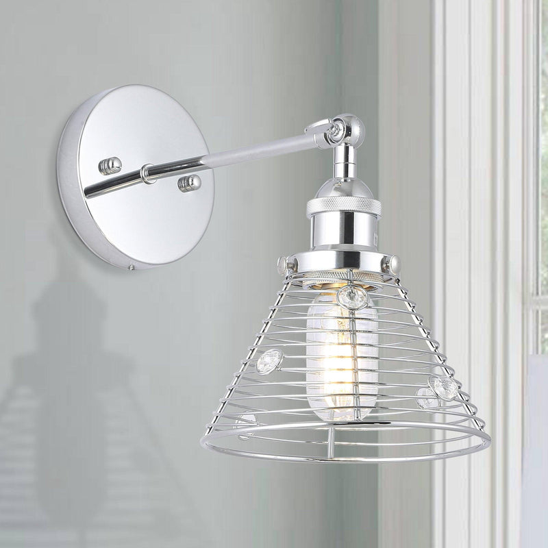 1-Light Modern Silver Wall Scone Light