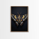 Framed Death Head Moth Canvas Print, Acherontia, Taxidermy Art, Dried Butterfly Print, Bug Wall Art Hanging Decor, Goth Art, Halloween Art