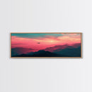 Fire Response - Blackhawk Helicopter Over The Mountains - Southern California - Framed Canvas Print, Synthwave Style Military Art
